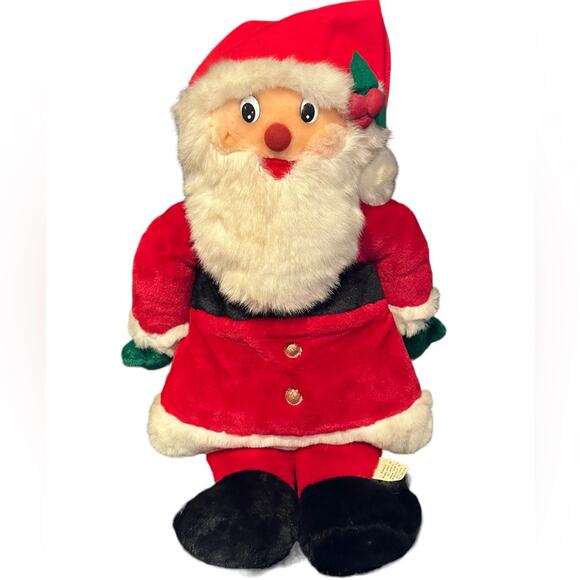 Vintage Santa Clause Christmas Stocking with Front Pocket W/Hanging Loop - Picture 1 of 6